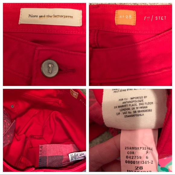 Anthro Pilcro & Letterpress Red STET Jeans-27 - Picture 7 of 8